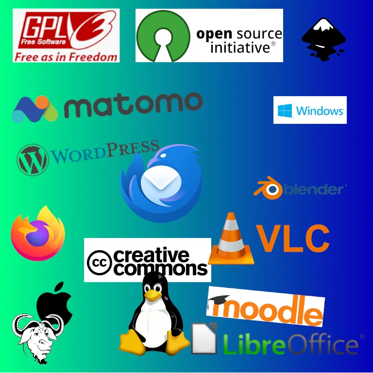 Logos de marques logiciels libres, open sources et propriétaires